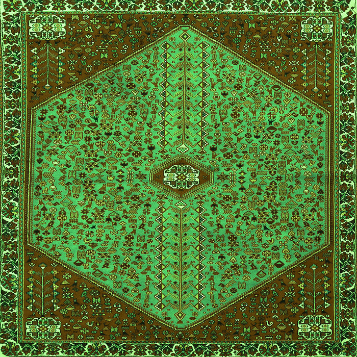 Round Machine Washable Persian Green Traditional Area Rugs, wshtr3203grn