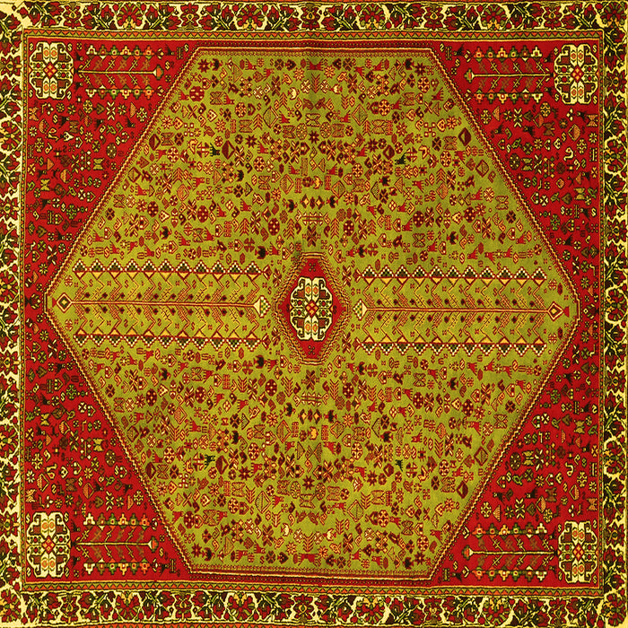 Square Machine Washable Persian Yellow Traditional Rug, wshtr3203yw