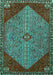 Machine Washable Persian Turquoise Traditional Area Rugs, wshtr3203turq