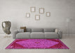 Machine Washable Persian Pink Traditional Rug in a Living Room, wshtr3203pnk