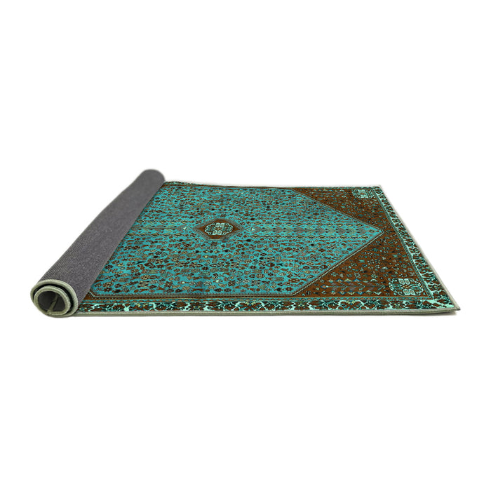 Sideview of Persian Turquoise Traditional Rug, tr3203turq