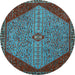 Round Persian Light Blue Traditional Rug, tr3203lblu