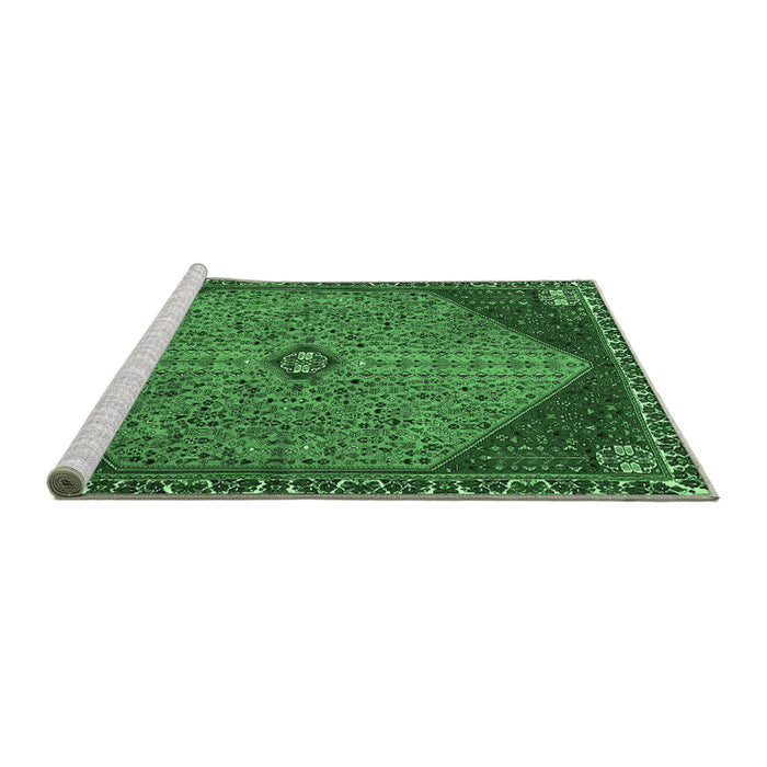 Sideview of Machine Washable Persian Emerald Green Traditional Area Rugs, wshtr3203emgrn