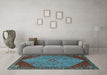 Machine Washable Persian Light Blue Traditional Rug in a Living Room, wshtr3203lblu