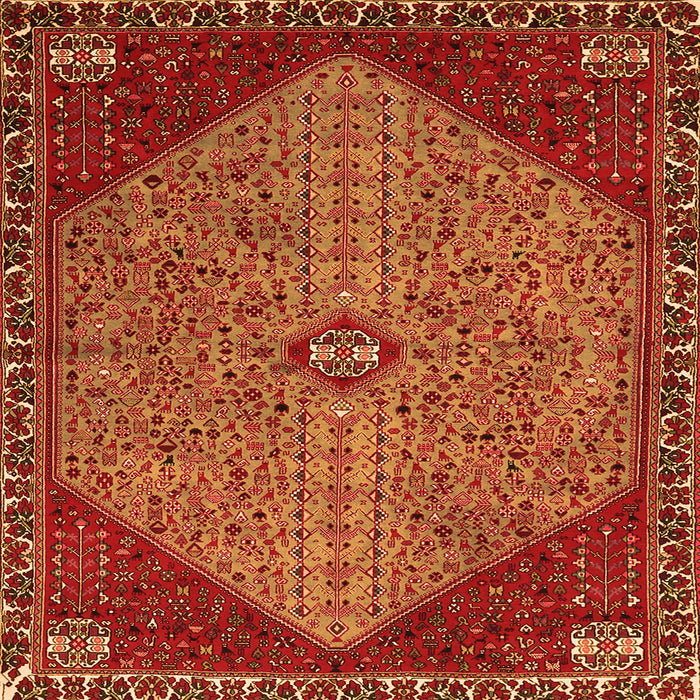 Round Machine Washable Persian Orange Traditional Area Rugs, wshtr3203org