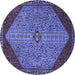 Round Persian Blue Traditional Rug, tr3203blu