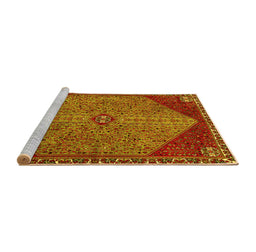 Sideview of Machine Washable Persian Yellow Traditional Rug, wshtr3203yw