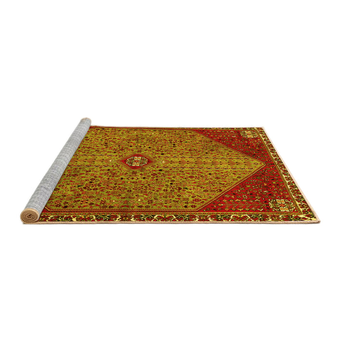 Sideview of Machine Washable Persian Yellow Traditional Rug, wshtr3203yw