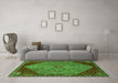 Machine Washable Persian Green Traditional Area Rugs in a Living Room,, wshtr3203grn