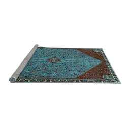 Sideview of Machine Washable Persian Light Blue Traditional Rug, wshtr3203lblu
