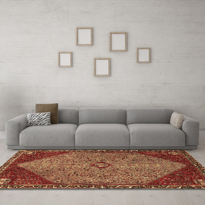 Machine Washable Persian Brown Traditional Rug in a Living Room,, wshtr3203brn