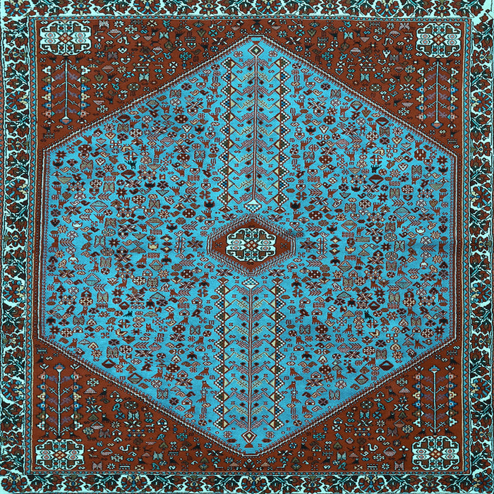 Square Machine Washable Persian Light Blue Traditional Rug, wshtr3203lblu