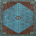 Square Machine Washable Persian Light Blue Traditional Rug, wshtr3203lblu