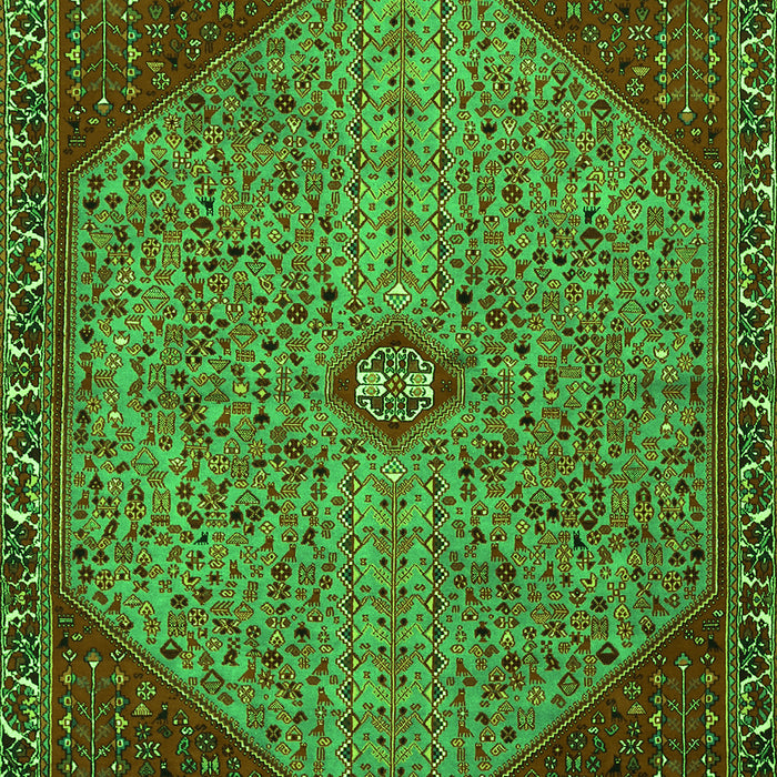 Serging Thickness of Machine Washable Persian Green Traditional Area Rugs, wshtr3203grn