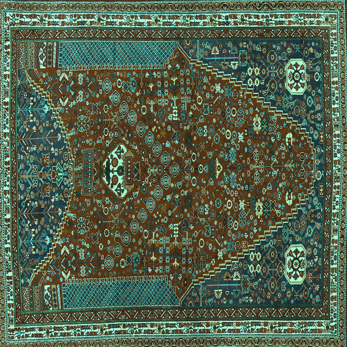 Square Persian Turquoise Traditional Rug, tr3204turq
