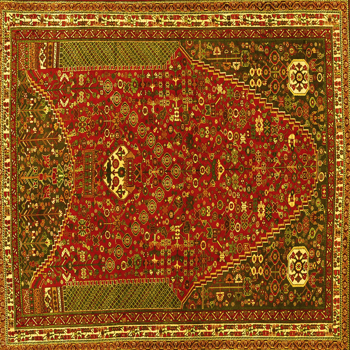 Square Machine Washable Persian Yellow Traditional Rug, wshtr3204yw