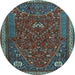 Round Machine Washable Persian Light Blue Traditional Rug, wshtr3204lblu