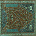 Square Machine Washable Persian Turquoise Traditional Area Rugs, wshtr3204turq