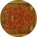 Round Persian Yellow Traditional Rug, tr3204yw