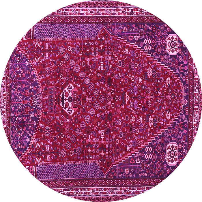 Round Machine Washable Persian Pink Traditional Rug, wshtr3204pnk