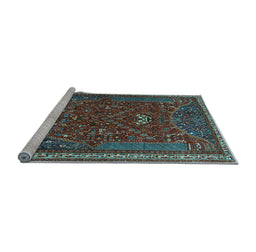 Sideview of Machine Washable Persian Light Blue Traditional Rug, wshtr3204lblu