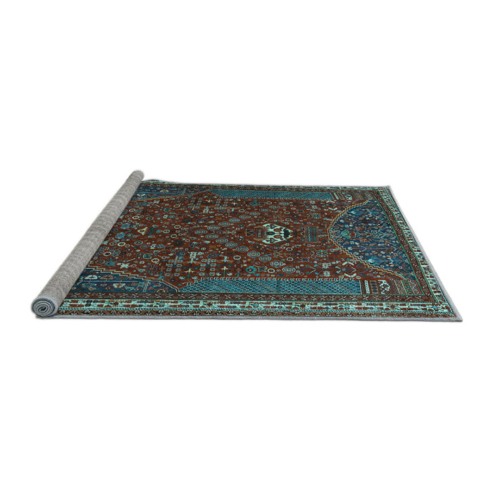 Sideview of Machine Washable Persian Light Blue Traditional Rug, wshtr3204lblu