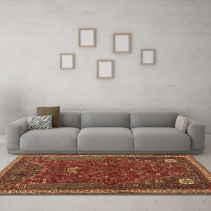 Machine Washable Persian Brown Traditional Rug in a Living Room,, wshtr3204brn