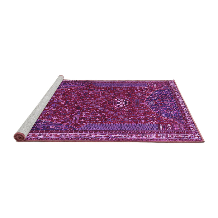 Sideview of Machine Washable Persian Purple Traditional Area Rugs, wshtr3204pur