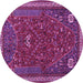 Round Machine Washable Persian Purple Traditional Area Rugs, wshtr3204pur