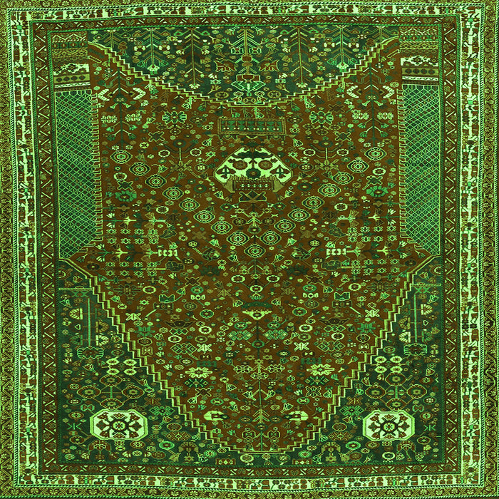Serging Thickness of Persian Green Traditional Rug, tr3204grn