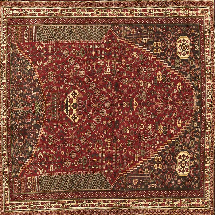 Square Persian Brown Traditional Rug, tr3204brn