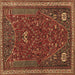 Square Persian Brown Traditional Rug, tr3204brn