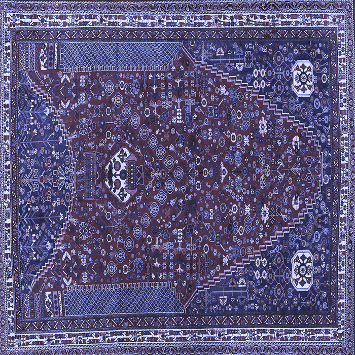 Square Machine Washable Persian Blue Traditional Rug, wshtr3204blu