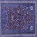 Square Machine Washable Persian Blue Traditional Rug, wshtr3204blu