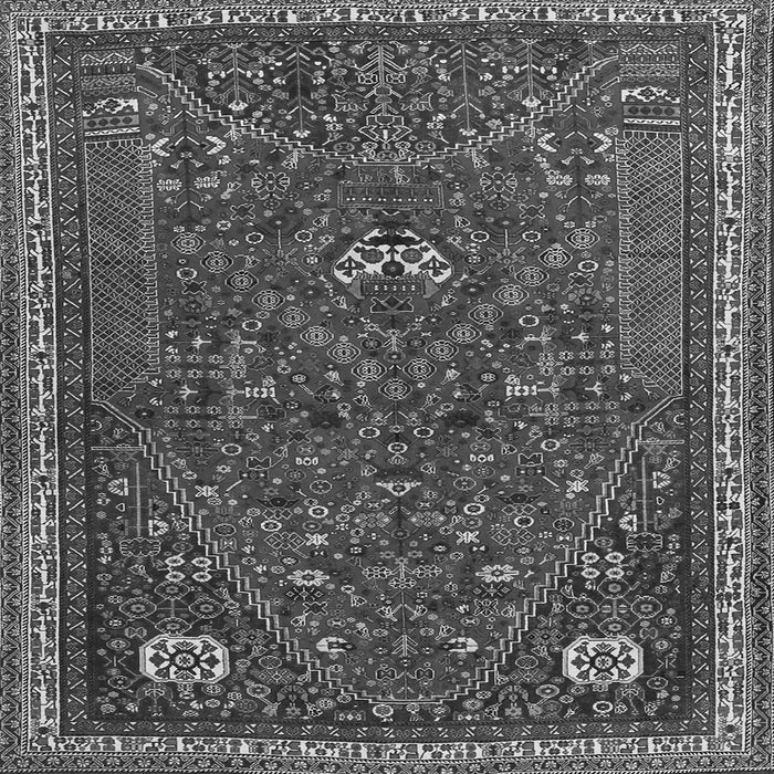 Round Machine Washable Persian Gray Traditional Rug, wshtr3204gry