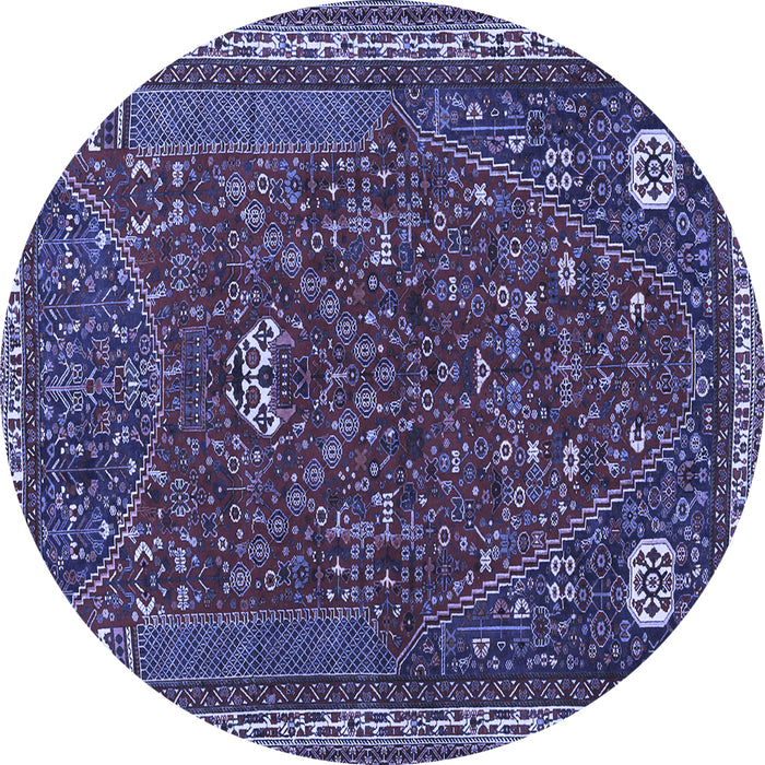 Round Persian Blue Traditional Rug, tr3204blu