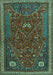 Machine Washable Persian Turquoise Traditional Area Rugs, wshtr3204turq