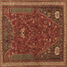 Square Machine Washable Persian Brown Traditional Rug, wshtr3204brn