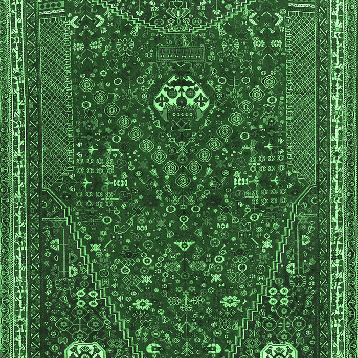 Machine Washable Persian Emerald Green Traditional Area Rugs, wshtr3204emgrn
