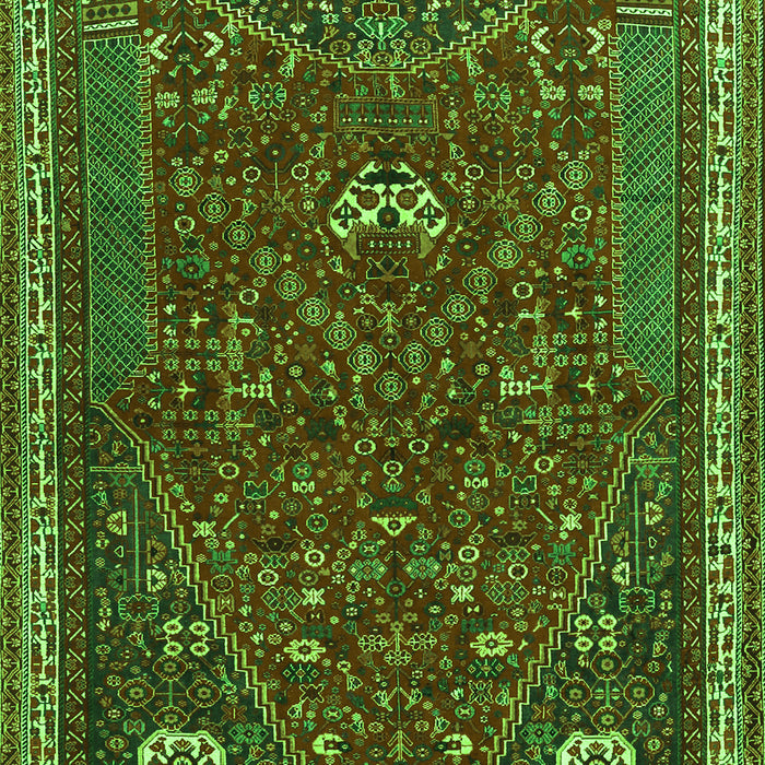 Serging Thickness of Machine Washable Persian Green Traditional Area Rugs, wshtr3204grn