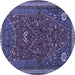 Round Machine Washable Persian Blue Traditional Rug, wshtr3204blu