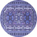 Round Machine Washable Persian Blue Traditional Rug, wshtr3205blu