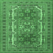 Square Machine Washable Persian Emerald Green Traditional Area Rugs, wshtr3205emgrn