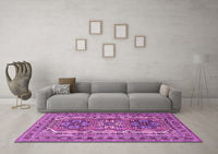 Machine Washable Persian Purple Traditional Rug, wshtr3205pur