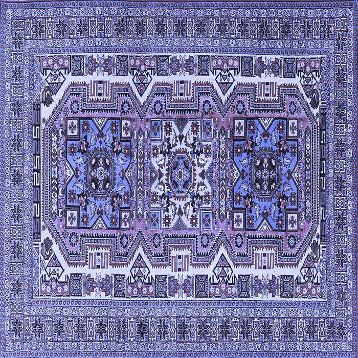 Square Machine Washable Persian Blue Traditional Rug, wshtr3205blu