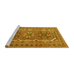 Sideview of Machine Washable Persian Yellow Traditional Rug, wshtr3205yw