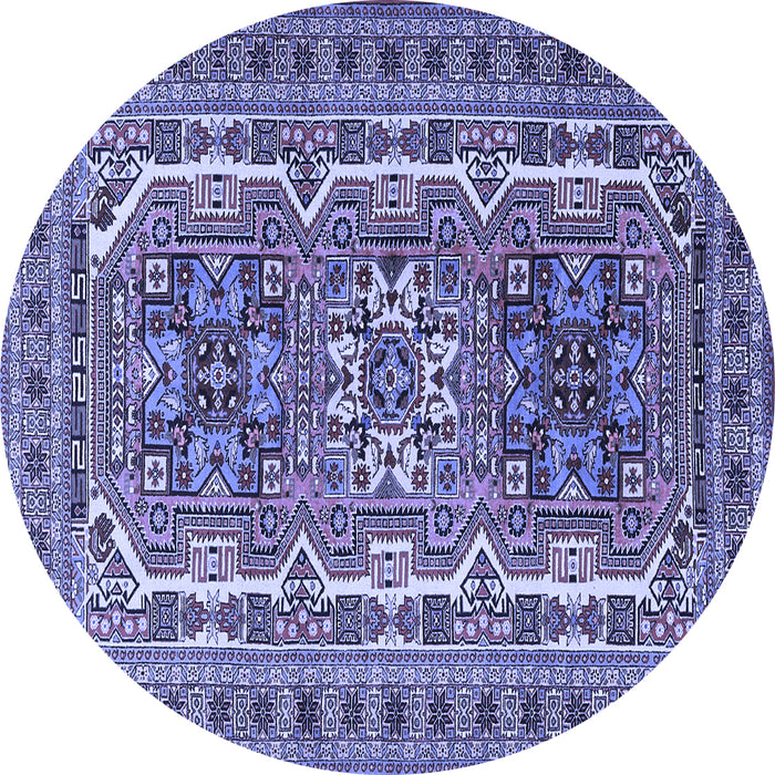 Round Persian Blue Traditional Rug, tr3205blu