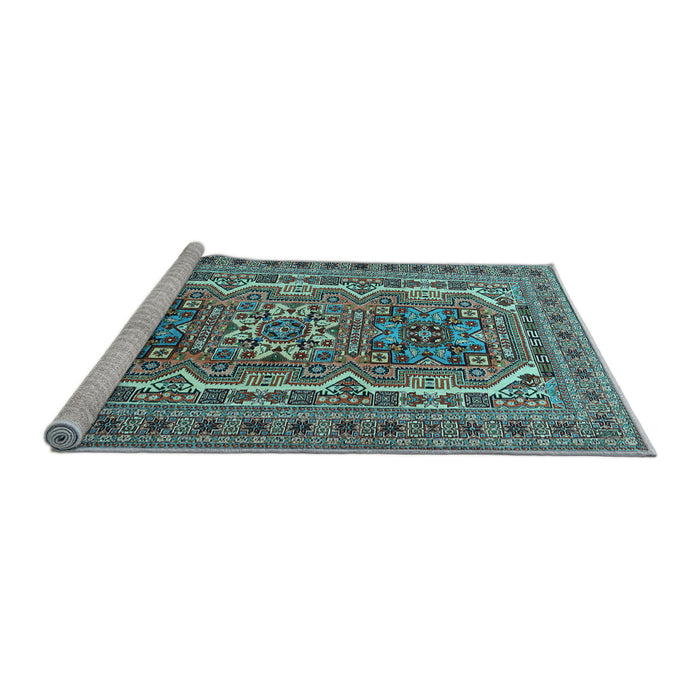 Sideview of Machine Washable Persian Light Blue Traditional Rug, wshtr3205lblu