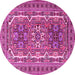 Round Machine Washable Persian Pink Traditional Rug, wshtr3205pnk