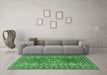 Machine Washable Persian Emerald Green Traditional Area Rugs in a Living Room,, wshtr3205emgrn